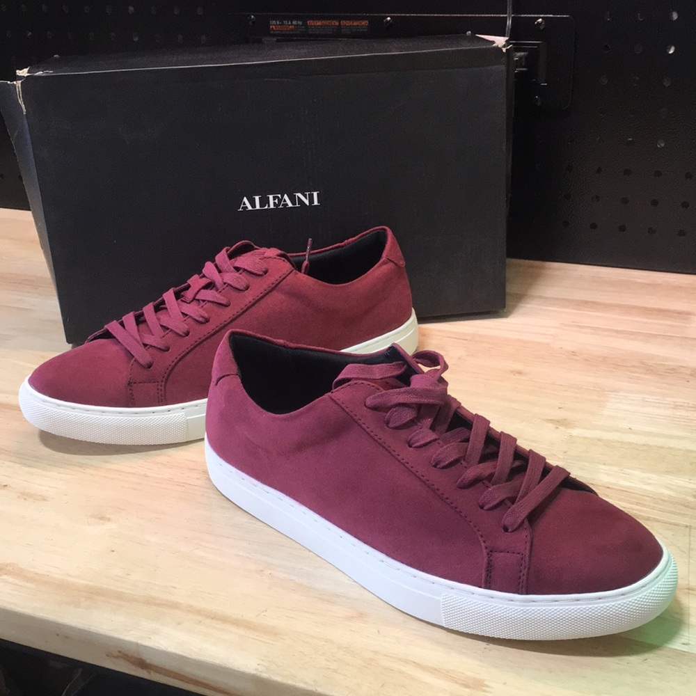 New WB Alfani Men's Burgundy Low-Top Sneakers